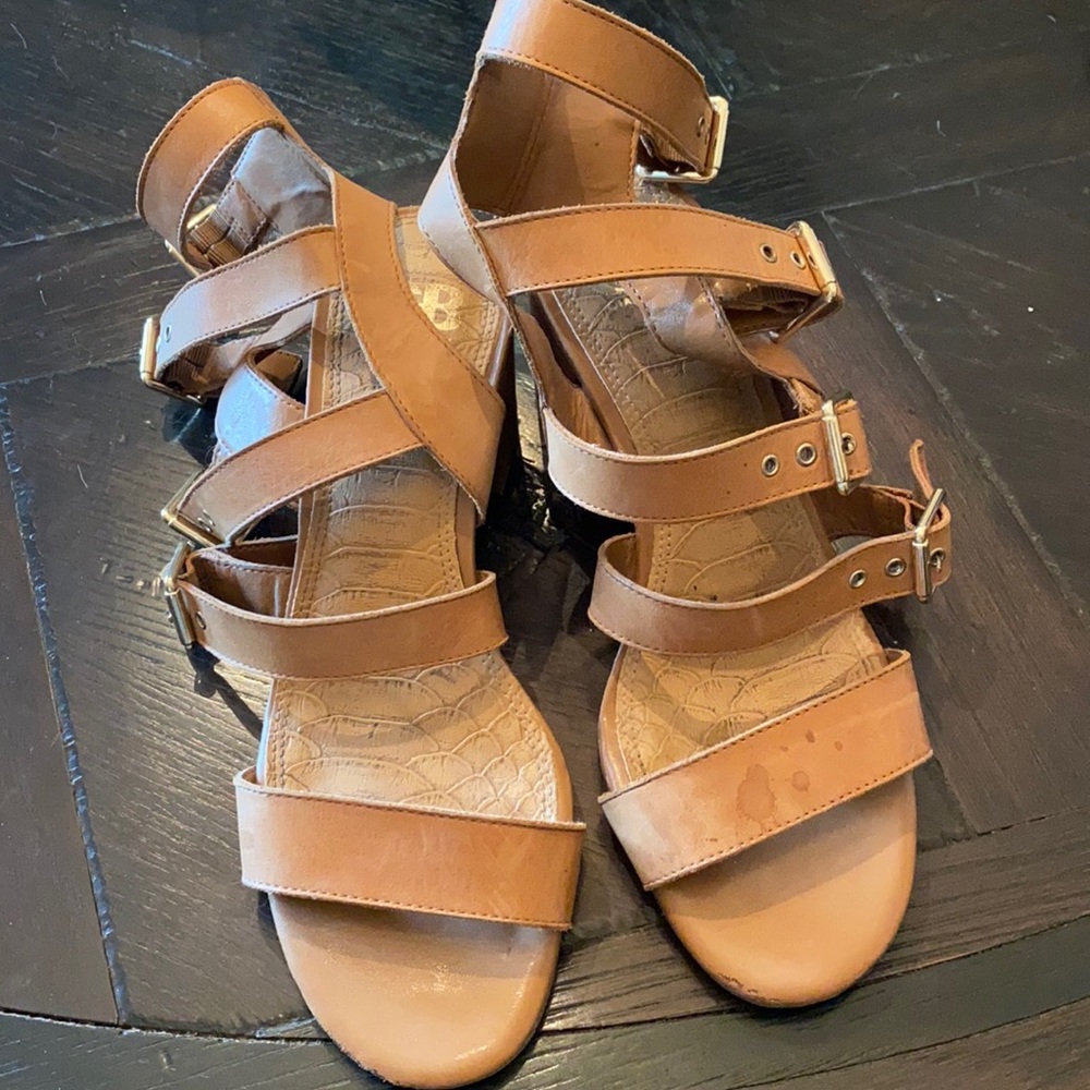 GB Leather sandals with ankle straps